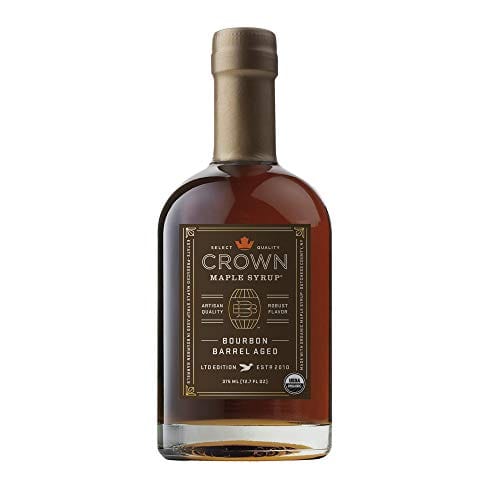 Crown Maple Bourbon Barrel Aged Organic Maple Syrup, 12.7 Fl Oz, Pancakes, Flavor Cocktails, Marinades and Sauces