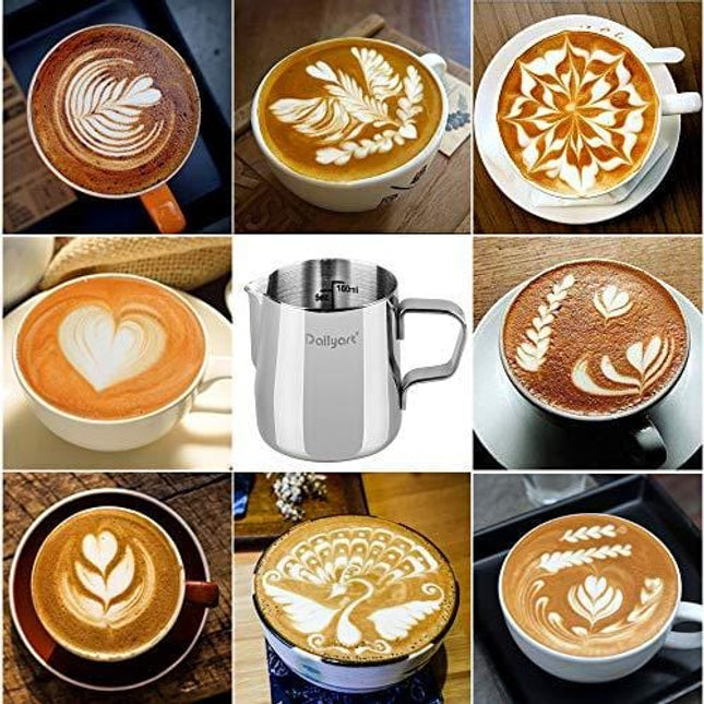 Milk Frother Handheld Latte Art Tools Set - Coffee Frother Electric Handheld,  Milk Frother Pitcher, Coffee Shaker, Coffee Stencil, Coffee Spoon, Coffee  Scoop, L…