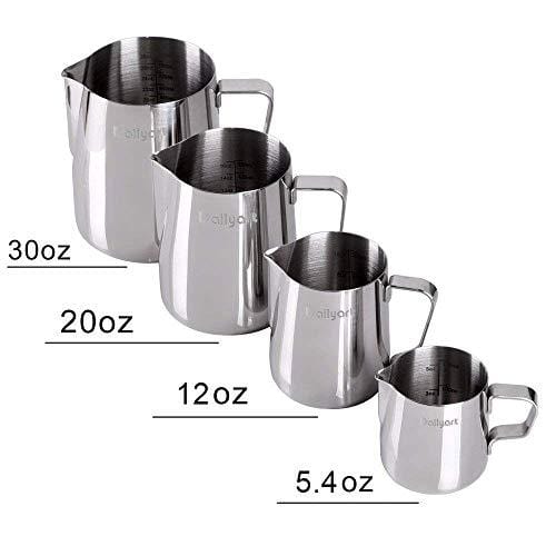 Dailyart Milk Frothing Jug Frothing Pitcher Espresso Steaming Pitcher Barista Tool Coffee Machine Accessory 304 (18/8) Stainless Steel 160ml