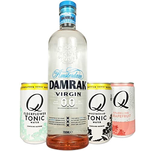 Damrak Virgin Zero Proof Cocktail Kit - Non Alcoholic Citrus-Forward Spirit 700 ml, 3 Q Mixer Cans