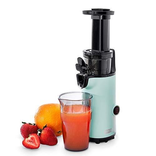 Dash DCSJ255 Deluxe Compact Power Slow Masticating Extractor Easy to Clean Cold Press Juicer with Brush, Pulp Measuring Cup, Frozen Attachment and Juice Recipe Guide, Aqua