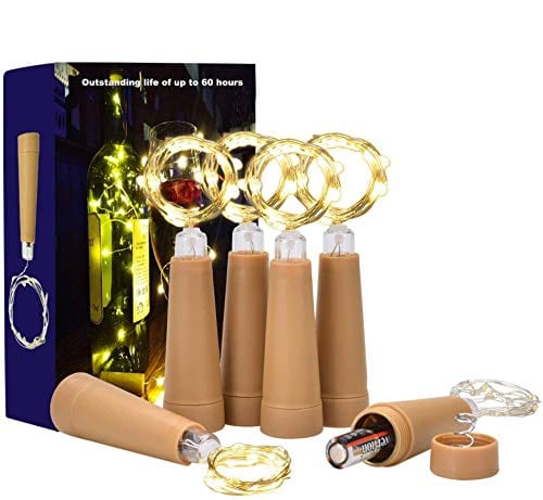 DealKits (6 Pack) Wine Bottle Cork Lights, 1 AAA Battery Operated LED Outdoor Indoor String Lights Warm White Fairy Lights for Bedroom, DIY, Party, Decoration, Christmas, Halloween, Wedding, 2.5ft