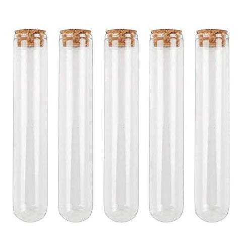 DEPEPE 25pcs 45ml Glass Test Tubes 25 x 140mm with Cork Stoppers for Bath Salt Candy Storage Science Lab Party