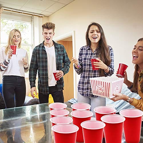 DR.DUDU Beer Pong Game Set, 16 Oz Beer Pong Cups and 1.6 Inch Balls Set for Pool Party, Camping, Beach - 24 Disposable Cups & 24 Balls