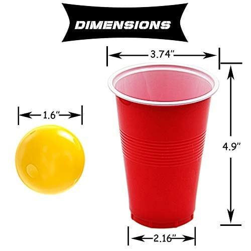 DR.DUDU Beer Pong Game Set, 16 Oz Beer Pong Cups and 1.6 Inch Balls Set for Pool Party, Camping, Beach - 24 Disposable Cups & 24 Balls