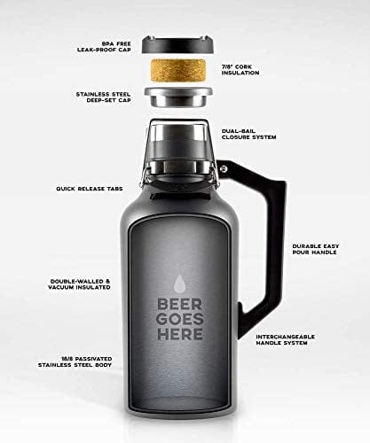 DrinkTanks 64 oz Vacuum Insulated Stainless Steel Beer Growler