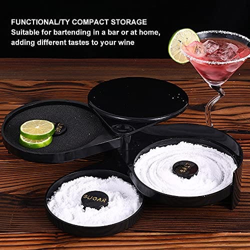 3-Tier Bar Juice Cocktail Seasoning Box Rimmers Bartender Tool Jewelry Storage Box Sugar Salt Rimmer for Bar Party