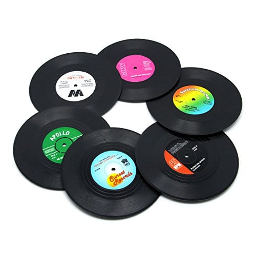 DuoMuo Coaster Vinyl Record Disk Coasters for Drinks - Tabletop Protection Prevents Furniture Damage (6 PCS Vinyl)