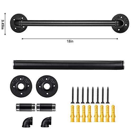 18 Inch Industrial Pipe Towel Bar, Elibbren Bathroom Hardware Towel Bar Accessory, DIY Wall Mount Bath Towel Rack Holder, 1 Pack