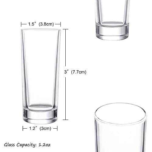 Elivia Shot Glass Set with Heavy Base, 1.2 oz (12 pack ) Clear Glasses for Whiskey and Liqueurs - JM02