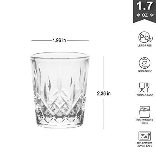 Enindel 3021.01 Carved Patterns Shot Glasses, 1.7 OZ, Set of 6, Clear, JY001