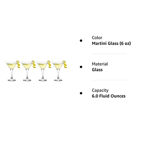 epure Milano Collection 4 Piece Stemmed Martini Glass Set - For Drinking Martinis, Manhattans, Vodka, Gin, and Cocktails (Martini Glass (6 oz))