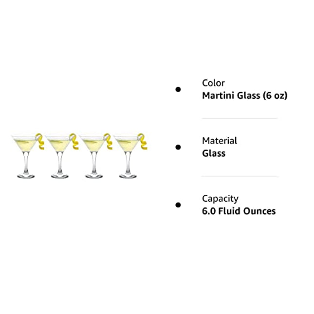 EPURE Glass Martini Glass Set - for Drinking Martinis, Manhattans, Vodka,  Gin, and Cocktails (Martini Glass (6 oz) - 12 pc) 