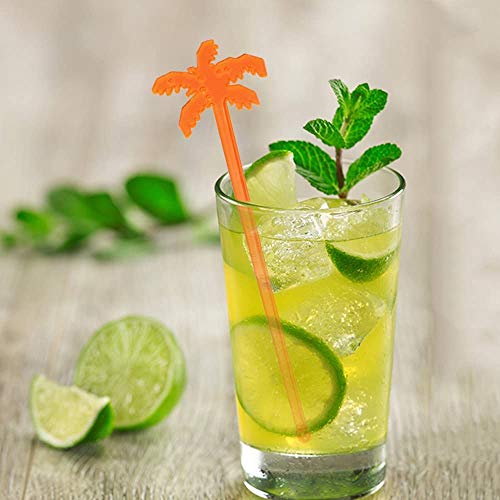 ESKONI 7 Inch Plastic Cocktail Ice Drink Swizzle Sticks Tropical Palm Tree Set of 50