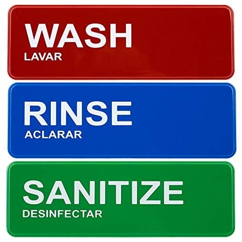 Excello Global Products Wash, Rinse, Sanitize Signs 8.5