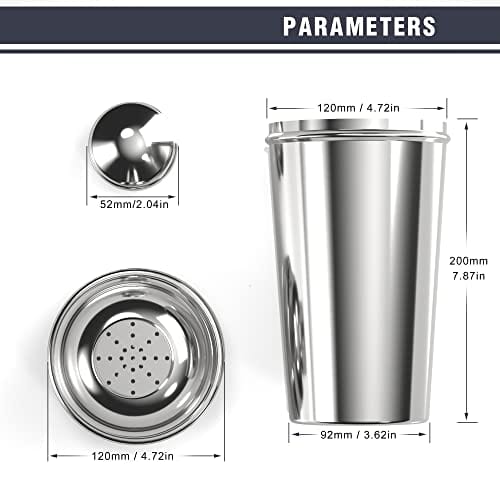 Cocktail Shaker 60 oz Stainless Steel Professional Martini Shaker Large Drink Shaker with Strainer for Bartending Bartender Shaker Margarita Mixer