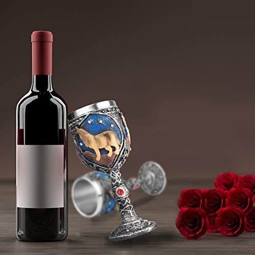 Wolf Goblet Stainless Steel, Resin 3D Wine Chalice Goblet Cup Kitchen Party Hosting Decorative Holiday Souvenirs (Brown)