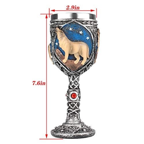 Wolf Goblet Stainless Steel, Resin 3D Wine Chalice Goblet Cup Kitchen Party Hosting Decorative Holiday Souvenirs (Brown)