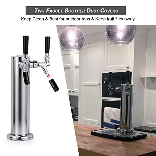 M5- FERRODAY Dual Faucet Draft Beer Tower Double Faucet Tap Beer Tower Dispenser Double Beer Tap Stainless Steel Tower Brass Faucet Stainless Core Pre-assembled Lines for Homebrew - 3