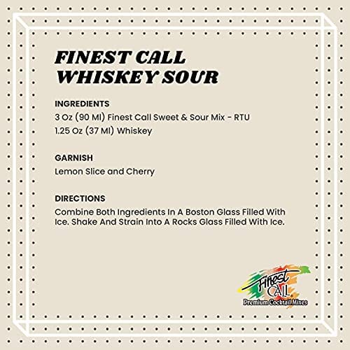 Finest Call Premium Sweet & Sour Drink Mix, 1 Liter Bottle (33.8 Fl Oz), Individually Boxed