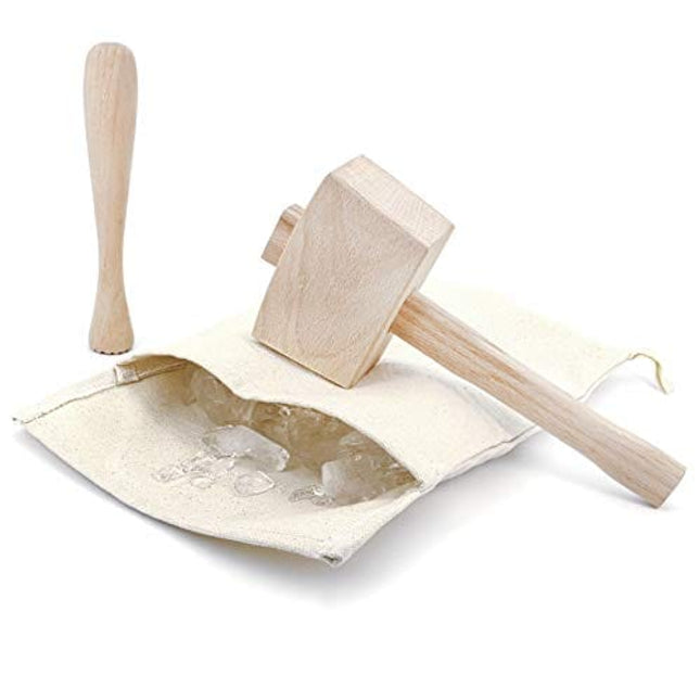 Eparé Ice Mallet And Lewis Bag - Ice Crushing Wood Hammer And Bar Bag -  Small Wooden Ice Crusher - Professional Bartender And Kitchen Tool Kit 