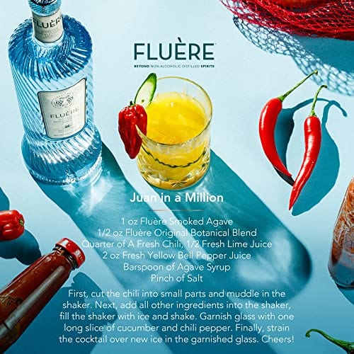 FLUÃRE Mezcal/Tequila Alternative - Smoked Agave, Non-Alcoholic Distilled Spirit, 23.7 Fl Oz | Low Calories | Created for Cocktails | Non-Alcoholic Mezcal Alternative