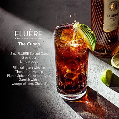 FLUÃRE RUM ALTERNATIVE â Spiced Cane Dark Roast, Non-Alcoholic Distilled Spirit with Sugar Cane Molasses, 23.7 Fl Oz | Created for Cocktails