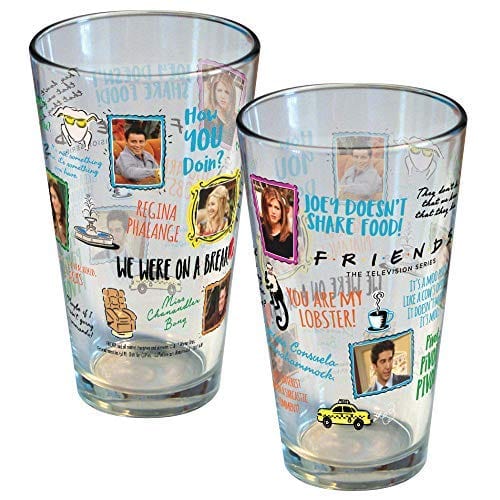 Friends Famous Classic Quotes 16oz pint glass Friends The TV Show (1 Glass Included)