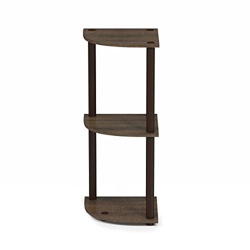 Furinno Turn-N-Tube 3-Tier Corner Display Rack Multipurpose Shelving Unit, Walnut/Brown