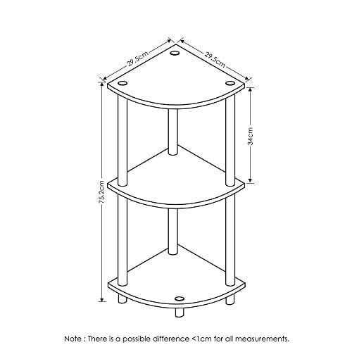 Furinno Turn-N-Tube 3-Tier Corner Display Rack Multipurpose Shelving Unit, Walnut/Brown