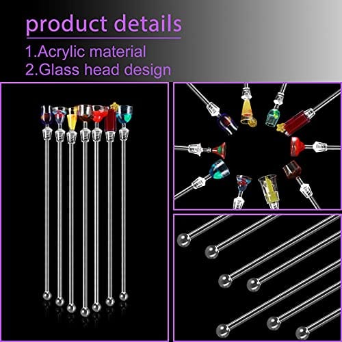 Geiserailie 30 Pieces Acrylic Cocktail Stirrer Sturdy Cocktail Swizzle Stirrer Clear Swizzle Sticks Cocktail Colorful Cocktail Drink Stirrer for Bars Bartender Cafes Restaurants Home Use