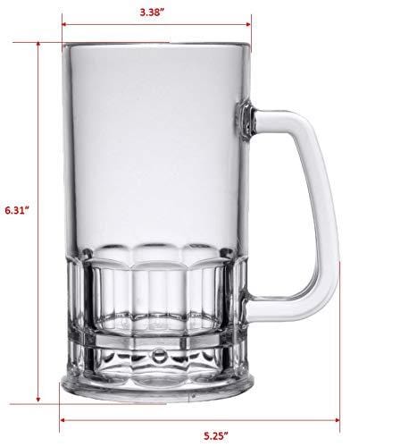 GET Shatter-Resistant Plastic Beer Mug / Stein, 20 Ounce, BPA Free, 00085-1-SAN-CL-EC (Set of 4)