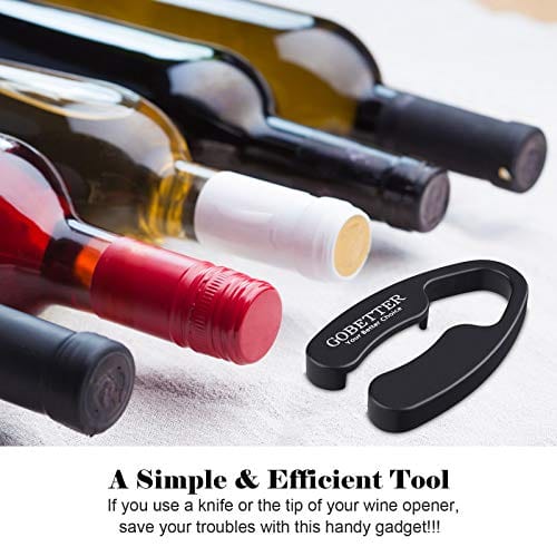 GoBetter [Pack of 2] Wine Foil Cutter, 4 Stainless Blades Foil Remover for Wine Bottles - Removes Foil Top Effortlessly - Gift Box Package for Wine Lovers (Black)