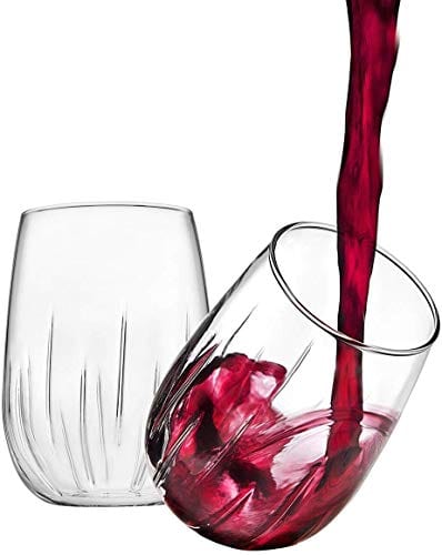 Godinger Aerating Wine Glasses Stemless Goblets Wine Aerator, Made in Italy - 16oz, SET OF 8