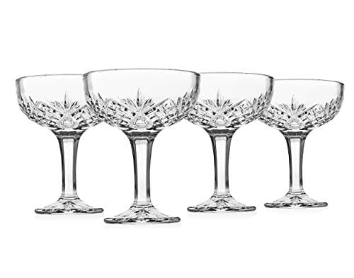 Godinger Champagne Coupe Barware Glasses - Set of 4, 6oz., Dublin Crystal Collection