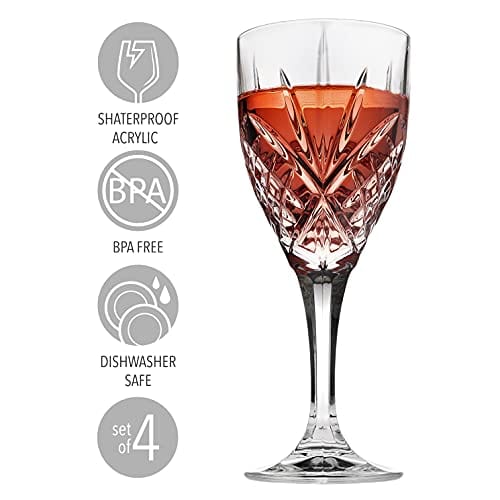 Godinger Wine Glasses Goblets, Shatterproof and Reusable Acrylic - Dublin Collection, Set of 4