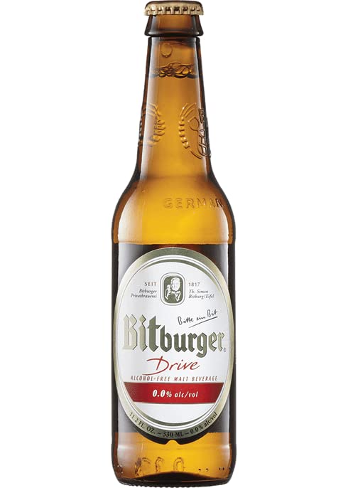 Bitburger Drive Non-Alcoholic Beer 30-Pack, Award Winning Beer from Germany, 11.2oz/btl w Phone/Tablet Holder & Recipes