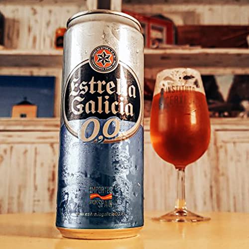 Estrella Galicia 0,0 Non-Alcoholic Beer 30 Pack, Made in Spain, 11.2oz/btl, includes Phone/Tablet Holder & Beer/Pairing Recipes