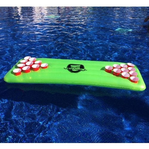 Go Pong Pool Pong Table with Inflatable Floating Beer Pong Table, Neon Green