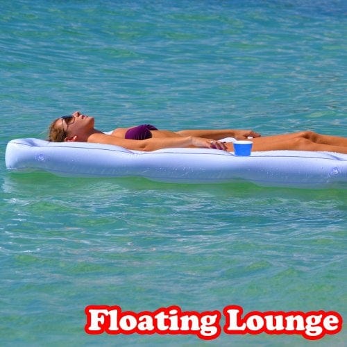 GoPong Pool Lounge Floating Beer Pong Table Inflatable with Social Floating, White, 6'