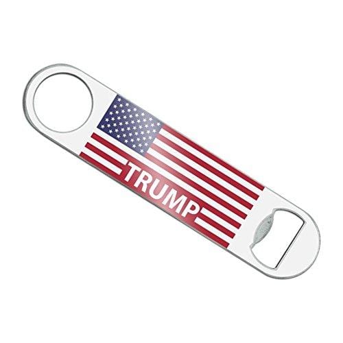 President Trump American Flag Stainless Steel Vinyl Covered Flat Bartender Speed Bar Bottle Opener