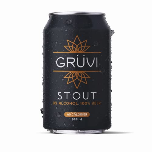 Gruvi Stout Non-Alcoholic Beer, 45 Calories, 12-Pack, 0% ABV, Zero Alcohol, NA Beer