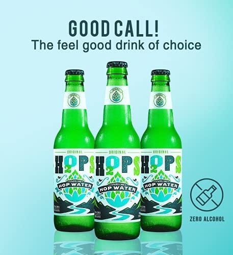 H2OPS Sparkling Hop Water - Original, 0 Alcohol, 0 Calorie, (4, 12 oz Glass Bottles) Craft Brewed, Premium Hops, Lightly Carbonated, Gluten Free, Unsweetened, NA Beer