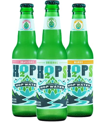 H2OPS Sparkling Hop Water - Variety Pack, 0 Alcohol, 0 Calorie, (12 Pack Glass Bottles) Craft Brewed, Premium Hops, Lightly Carbonated, Gluten Free, Unsweetened, NA Beer