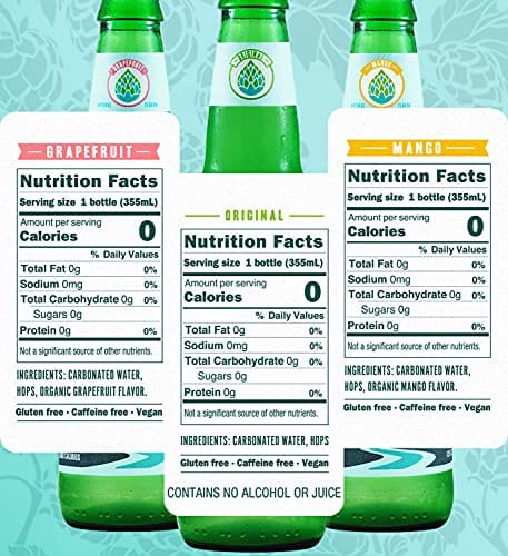 H2OPS Sparkling Hop Water - Variety Pack, 0 Alcohol, 0 Calorie, (12 Pack Glass Bottles) Craft Brewed, Premium Hops, Lightly Carbonated, Gluten Free, Unsweetened, NA Beer