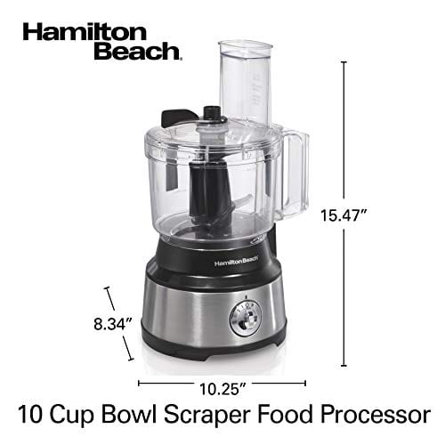 Hamilton Beach 10-Cup Food Processor & Vegetable Chopper with Bowl Scraper, Stainless Steel (70730)