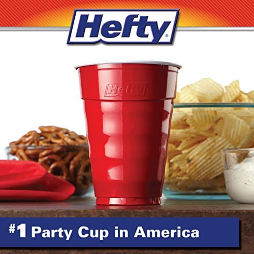 Hefty Party On Disposable Plastic Cups, Red, 18 Ounce, 30 Count