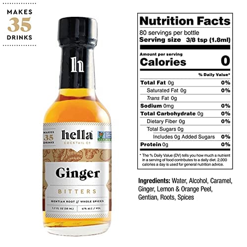 Hella Cocktail Co. 5-Pack Bitters Bar Set (8.5 Fl Oz Total) - Craft Aromatic, Orange, Ginger, Mexican Chocolate, and Smoked Chili Cocktail Bitters