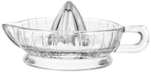 HIC Citrus Juicer Reamer with Handle and Pour Spout, Heavyweight Glass