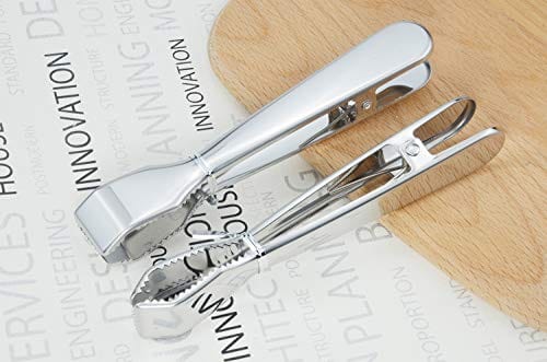 HINMAY Ice Tongs for Ice Bucket 6-3/4 Inch - Set of 2 - Premium 18/8 Stainless Steel Ice Tongs with Teeth for Ice Sugar Cubes Tea Party Coffee Bar Food Serving